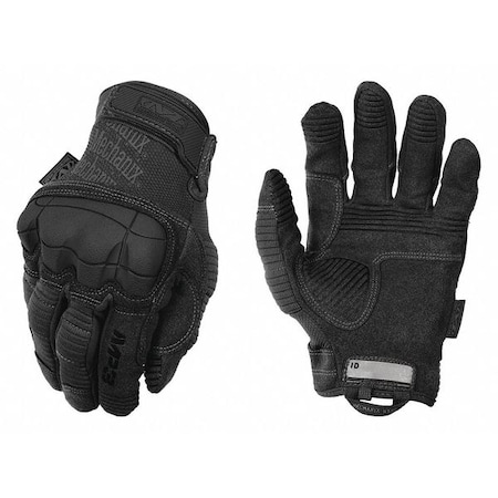 Tactical Glove, Synthetic Leather Palm, 12" Length, Hook-and-Loop Cuff, Full Finger, Tricot Lining