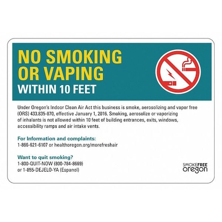 No Smoking Sign, 10" H, 14 in W,  Horizontal Rectangle, English, LCU1-2000-NA_14x10