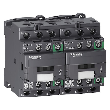 IEC Magnetic Contactor, 1NC/1NO, 100V-250V AC/DC, 3 P, Reversing, Screw Clamp