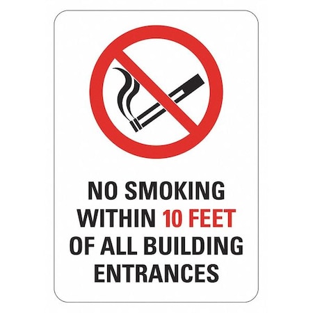 No Smoking Sign, 10" H, 7 in W, Non-PVC Polymer, Horizontal Rectangle, English, LCU1-0039-ED_7x10