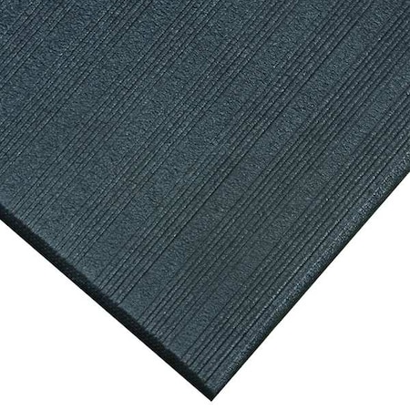 Antifatigue Mat, 60 ft L x 2 ft W, 3/8 in Thickness, Closed Cell PVC Foam, Corrugated, Black