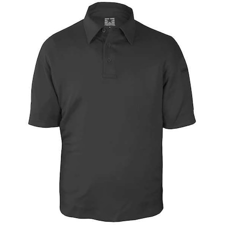 Tactical Polo Shirt, 6% Spandex, 94% Polyester, Button, Y Pocket(s), Black, L