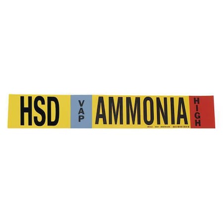 Ammonia Pipe Marker,HSD,1 to 2-1/2In,PK4