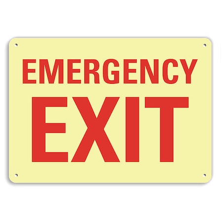 Exit Sign, Recycled Aluminum, 14" W, 10" H, Emergency Exit, White