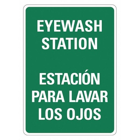 EYE WASH STATION, Spanish-Bilingual, 10 in W x 14 in H, Rectangle, Plastic, LCU1-2011-NP_10x14