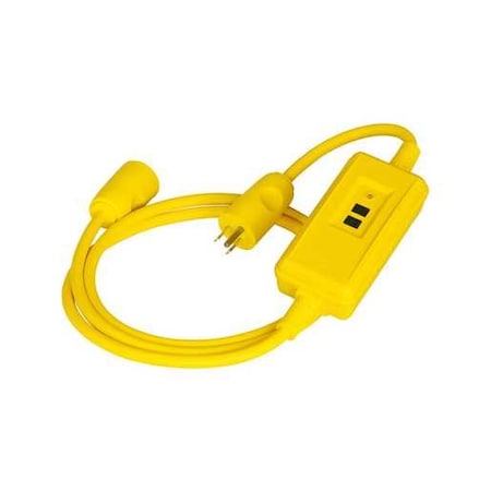 Circuit Guard Extra Heavy Duty Portable GFCI Line Cord with Automatic Set, 15A, 120V AC, 18", Yellow