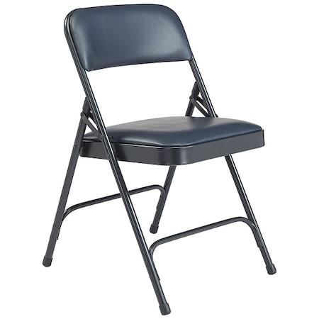 Folding Chair, Vinyl, Blue,PK4