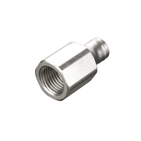 Metric All Metal Push-to-Connect Fitting, Brass, Silver