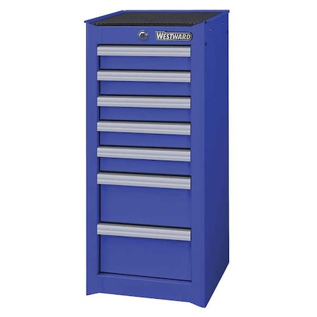 WESTWARD Side Cabinet, 7-Drawers, Powder Coated Blue, 15.5" W x 18" D x 34" H