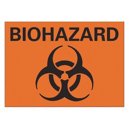 Biohazard Sign, 7 in H, 10 in W, Vertical Rectangle, English, LCU1-0053-NA_10x7