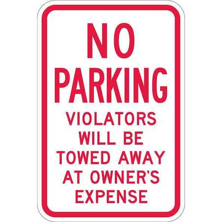 Tow Zone No Parking Sign,18" x 12, T1-1057-HI_12x18