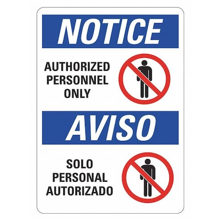 Office and Facility Sign, 14 in Height, 10 in Width, Plastic, Vertical Rectangle, English, Spanish