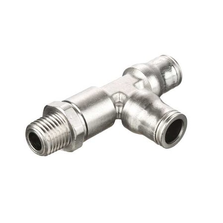 Metric All Metal Push-to-Connect Fitting, Brass, Silver