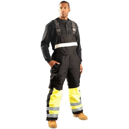 Hi-Visibility Cold Weather Bib, Polyester, 32 in Inseam, 60 in to 62 in Waist, 190 mil Thickness