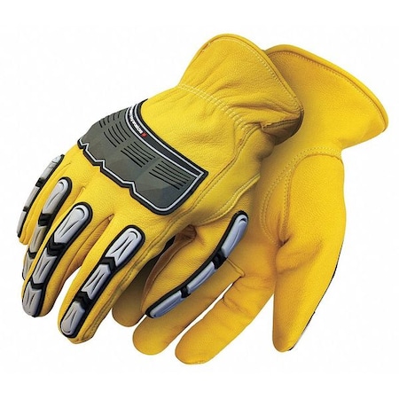 Leather Gloves, Goatskin, Yellow, L