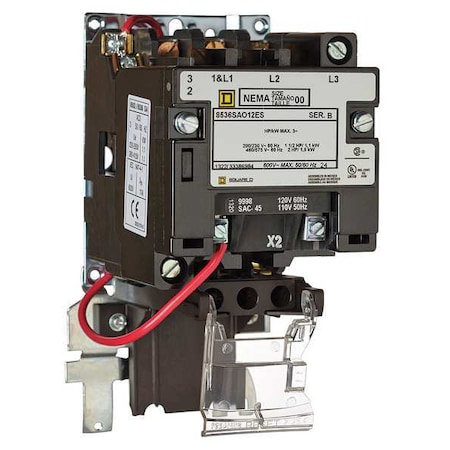 Magnetic Motor Starter, Non-Reversing, No Auxiliary Contacts, 120V AC, 3 P, Screw Clamp