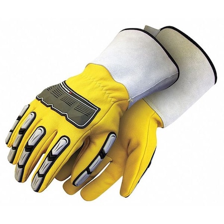 Leather Gloves, Goatskin, Yellow, XL