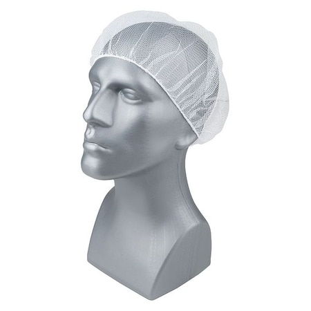 Hairnet, Polyester, 21 in Dia., White, M, 100 PK