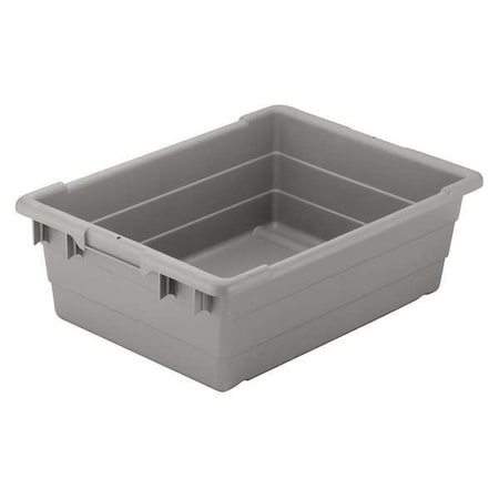 Cross Stack Storage Container W/ Lid, 9.4 gal, 25 in L x 16 in W x 8-1/2 in H, Gray, Polyethylene