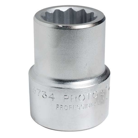 1 in Drive, 65mm Metric Socket, 12 Points,  Steel, Satin, 65 mm