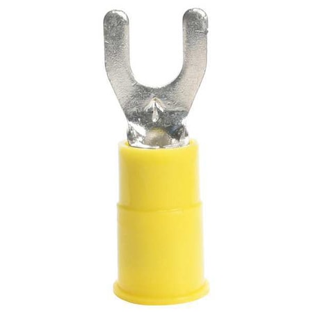 Fork Terminal, #10 Stud Size, 10 AWG, 1,000 V, Vinyl Insulated, Yellow, Crimp Termination Only
