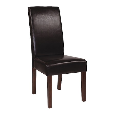 Brown LeatherSoft Parsons Chair with Mahogany Legs