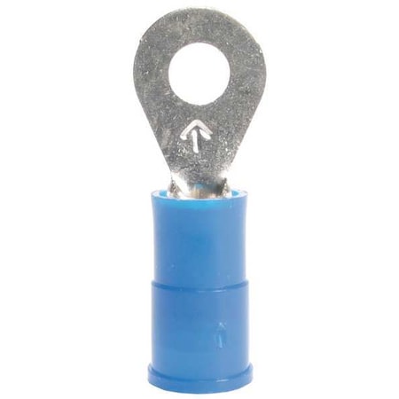 Ring Terminal, 1/4 in Stud Size, 14 AWG, 1,000 V, Vinyl Insulated, Blue, Crimp Termination Only
