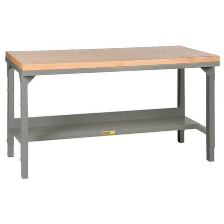 Bolted Workbenches, Butcher Block, 48" W, 28-3/4" to 42-3/4" Height, 3000 lb., Straight