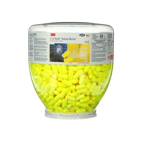 E-A-Rsoft Uncorded Ear Plug Dispenser Refill, Yellow Neons, Bullet Shape, NRR 30 dB, 500 Pairs