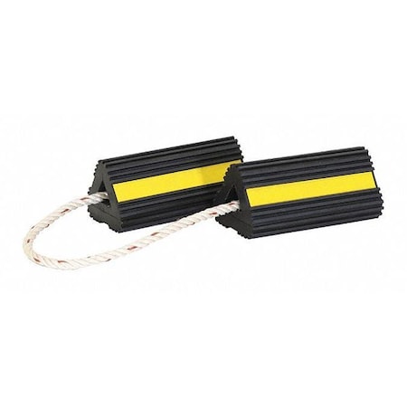 Rubber Wheel Chock Set 4x4x8 Inch with 3 Foot Rope