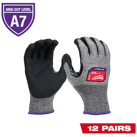 Cut Protection Dipped Gloves, Cut Level A7 ,Dipped ,Nitrile ,Sandy Nitrile ,XL 12 PK