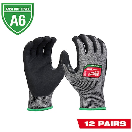 Cut Protection Dipped Gloves, Cut Level A6 ,Dipped ,Nitrile ,Sandy Nitrile ,XL 12 PK