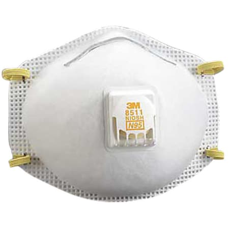 N95 Disposable Respirator, 8511, Cool Flow Exhalation Valve, Dual Headstrap, Nose Clip, PK12