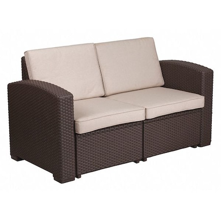 Chocolate Rattan Loveseat w/All-Weather Cushions