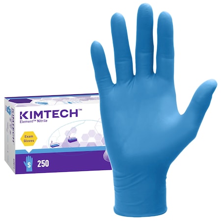 Element, Disposable Gloves, 3.2 mil Palm, Nitrile, Powder-Free, S, 250 PK, Blue