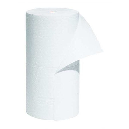Sorbent Roll, 40 gal, 30 in x 150 ft, Oil, White, Polypropylene
