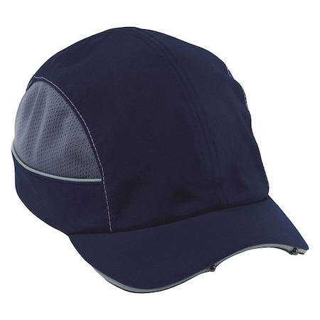 Bump Cap, Short Brim Baseball, ABS, Hook-and-Loop Suspension, Blue, Fits Hat Size One Size Fits Most