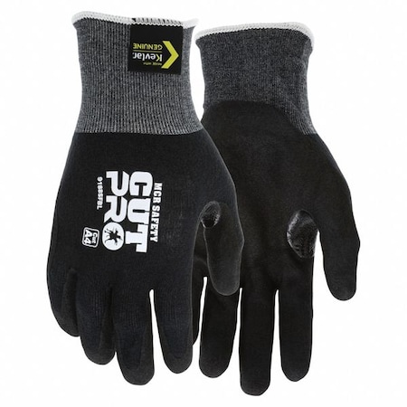 Coated Gloves, Nitrile, Sandy, Palm, 5 Abrasion Level, Black, 2XL (11) 1 PR