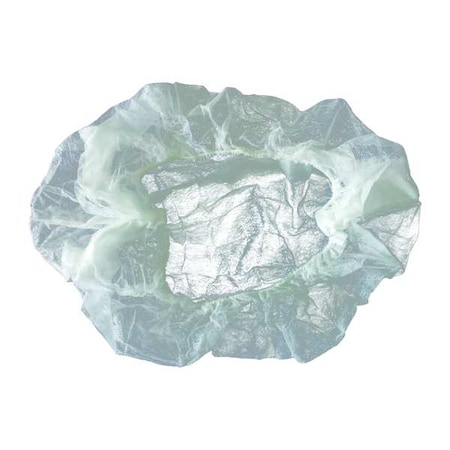 Bouffant Cap, Polypropylene, 24 in Dia., White, L, 100 PK