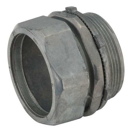 EMT Grounding Connector, 3-1/2 in, Compression, Zinc Alloy, Plain, Gray