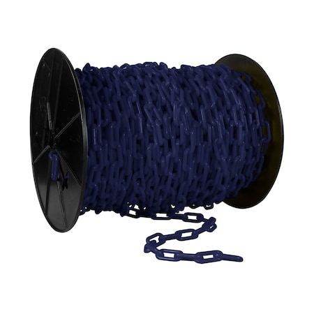 1.5" x 200' Cobalt Blue Plastic Safety Chain - Reel