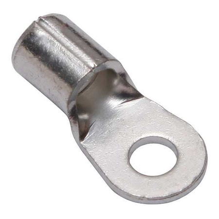 One-Hole Compression Lug, 8 AWG Max, #8 Stud, Long Barrel, Copper, None, 10 PK