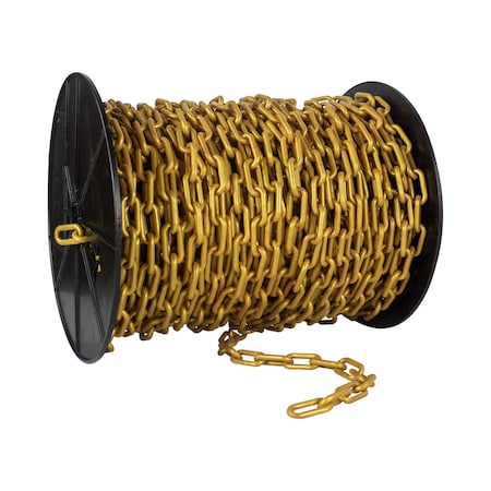 1.5" x 200' Gold Plastic Safety Chain - Reel