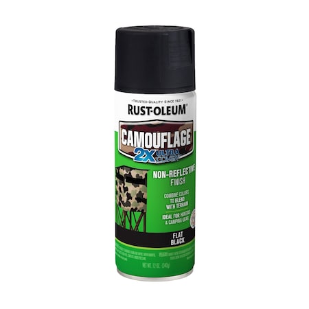 General Purpose Spray Paint, Black, Ultra-Flat, Solvent, 12 Oz