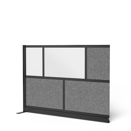 Workflow Modular Wall Room Divider System - Black Frame - 70" x 48" Add-On Wall with Whiteboard