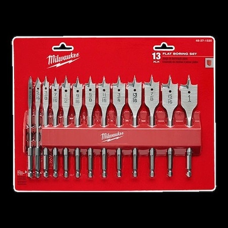 13 pc Flat Boring Bit Set