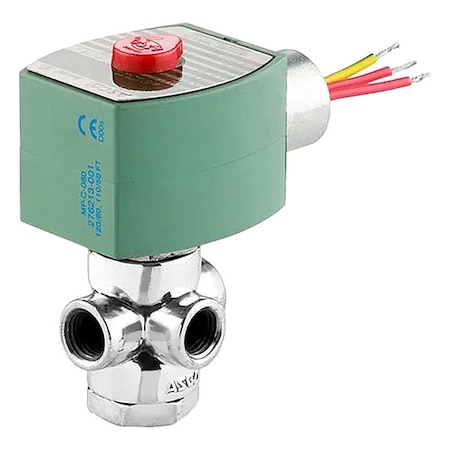 Solenoid Valve, 3-Way, 2-Position, Normally Closed, 1/8 in Pipe Size, 24V AC, Direct Mount, NBR