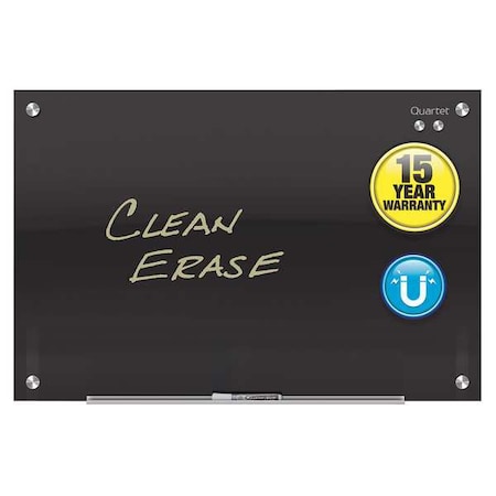 48" H x 72" W Magnetic Glass Dry Erase Board, Gloss, Black