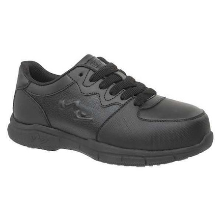 Women's Athletic Shoe, Composite Toe, Leather Upper, Rubber Outsole, Lace Up, Black, 11 Medium