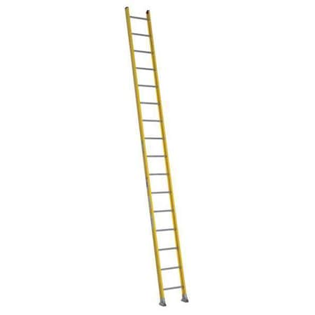 16 ft. Overall H, Straight Ladder, Fiberglass, 16 Steps, 375 lb Load Capacity